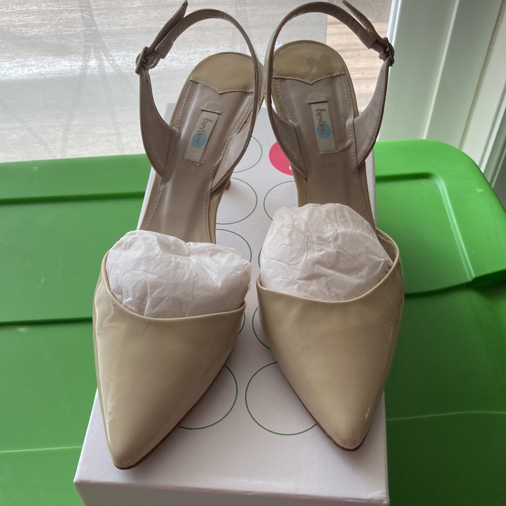 Boden off white sling back heels
